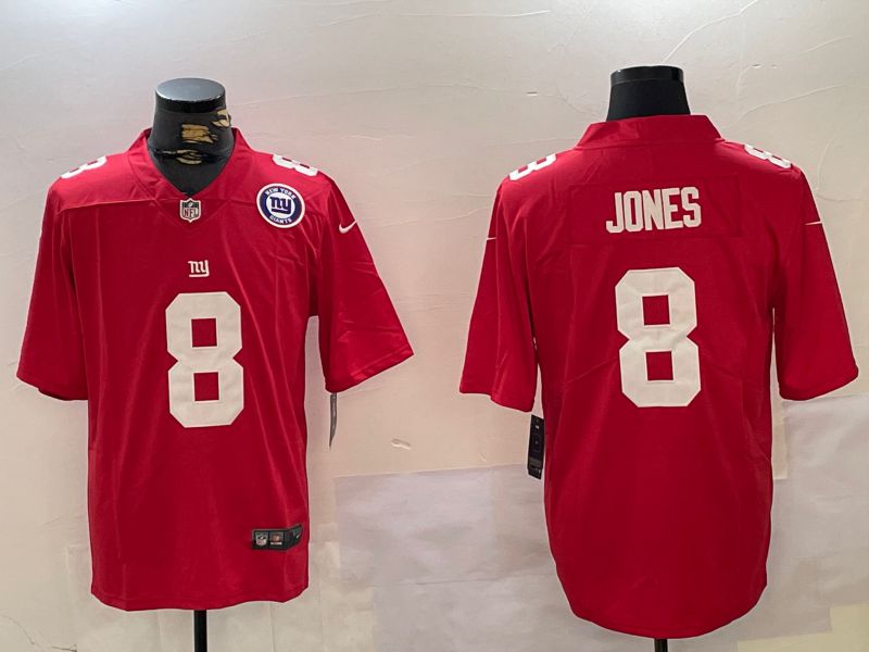 Men New York Giants #8 Jones Red 2024 Nike Vapor Limited NFL Jersey style 3->new york giants->NFL Jersey